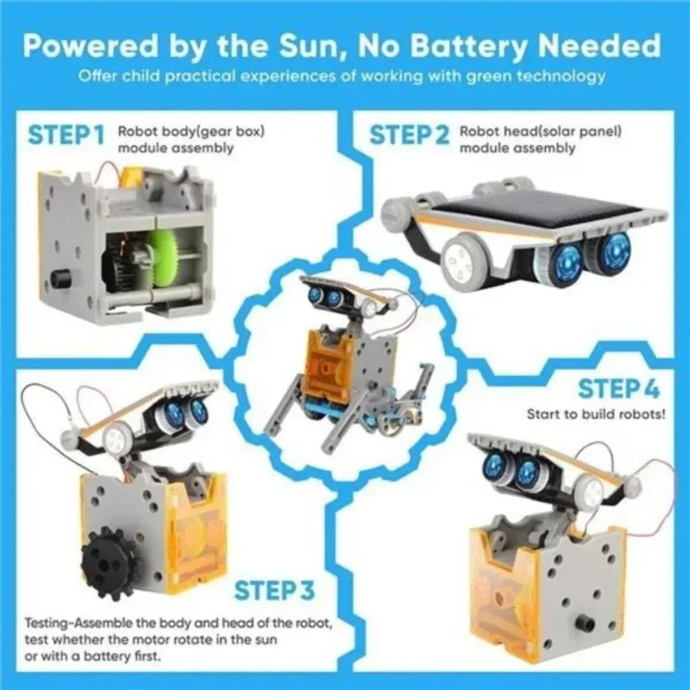 STEM 12-in-1 Education Solar Robot Toys -190 Pieces DIY Building Science